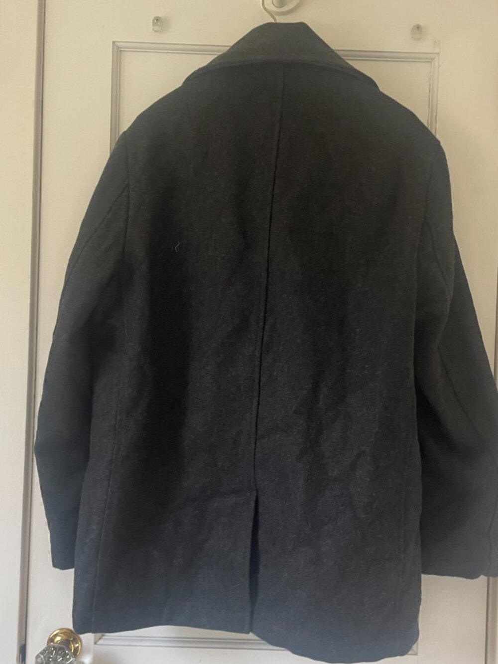 Old Navy Charcoal Double-Breasted Peacoat Size M Wool Blend Quilted Liner - Picture 5 of 9